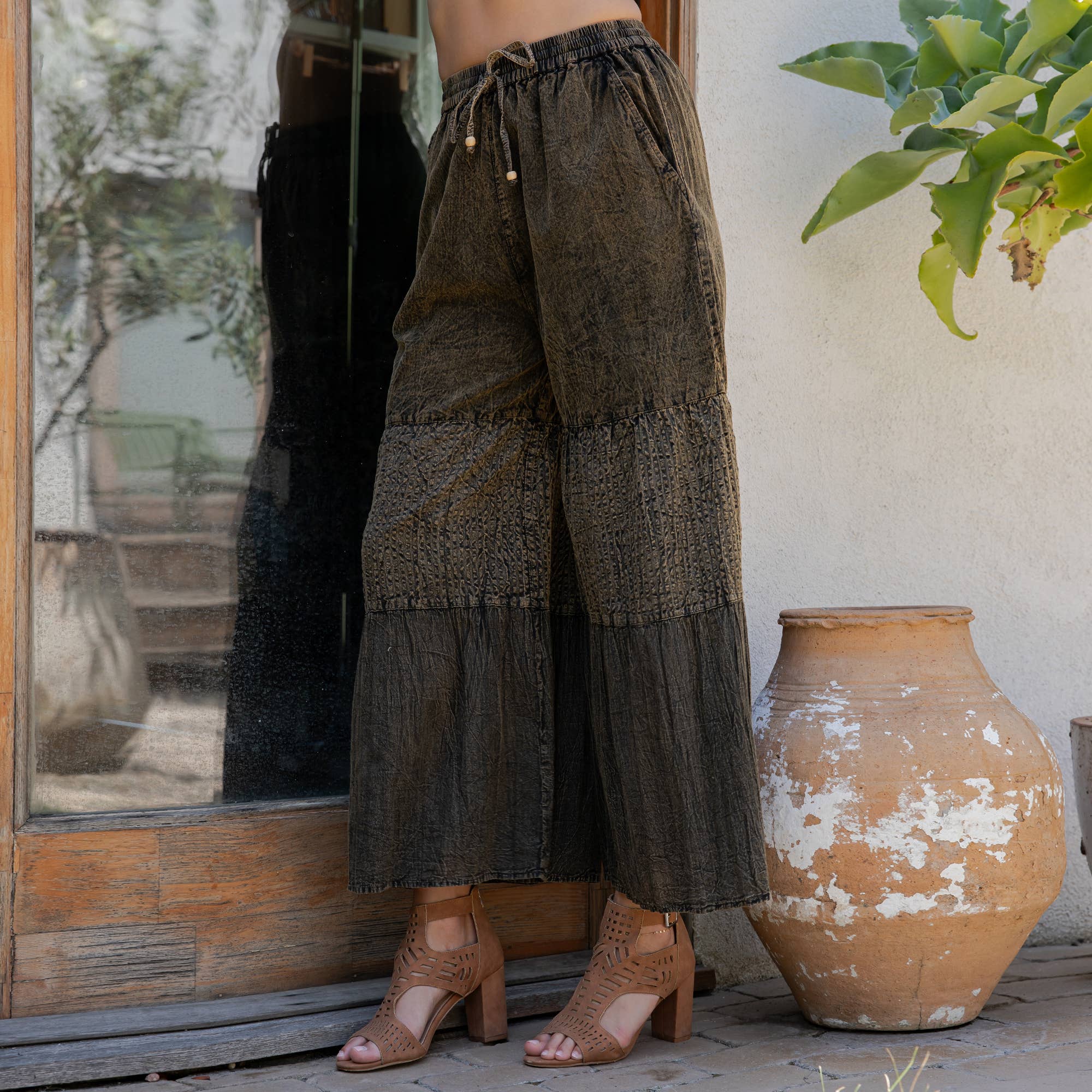 Young Threads - Venta al por mayor Pantalones - Mujer - Pantalones de Encaje y Punto con Inserciones de Parche en Denim de Capas Boho (Nuevo)40