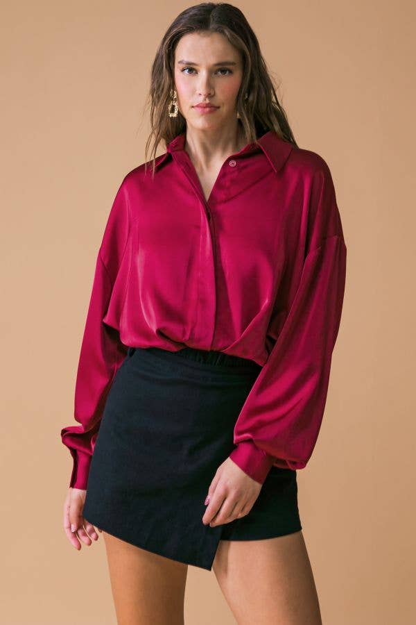 FLYING TOMATO – Großhandel Bluse – Damen – Ein solides gewebtes Top - IT12619-FW5