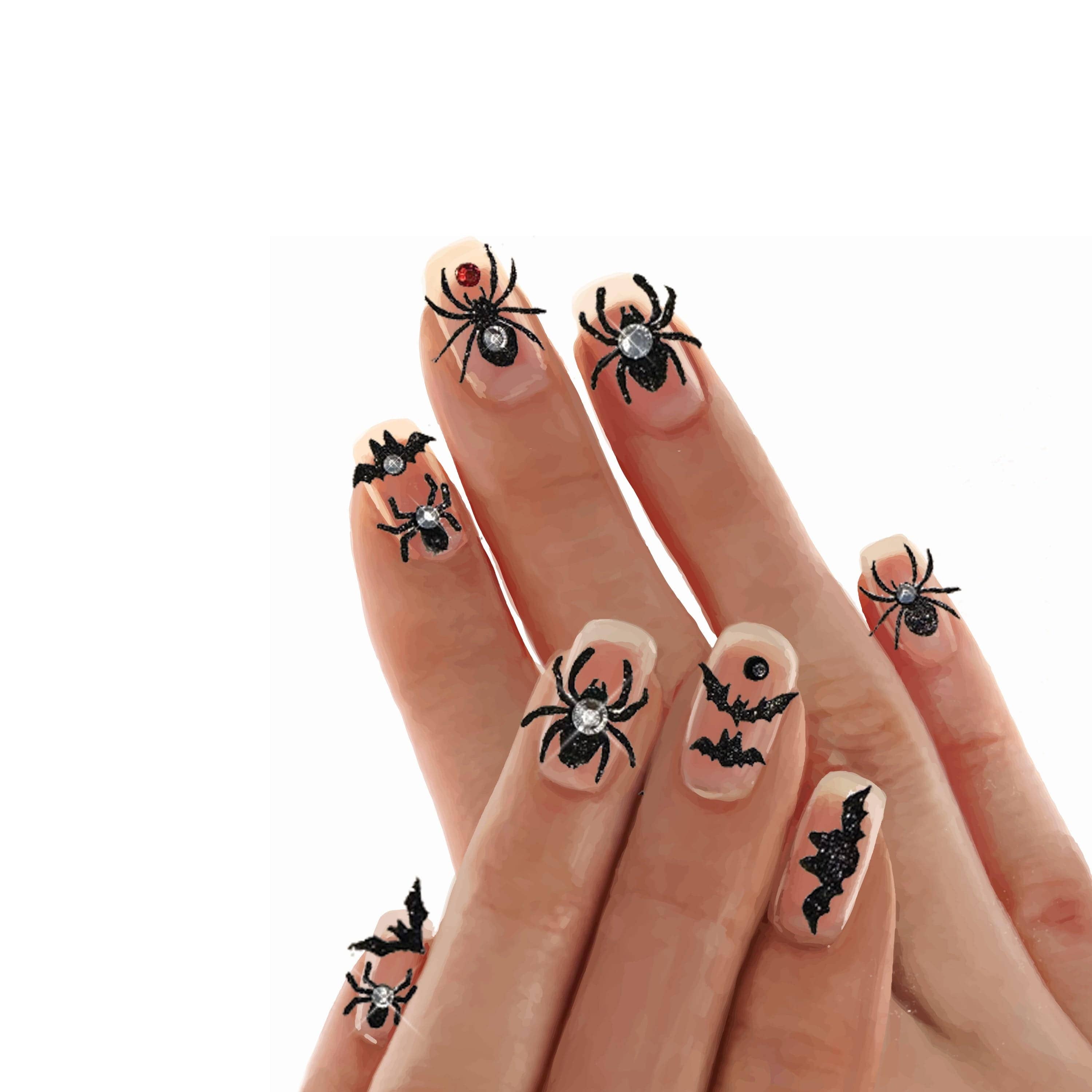 Black Morticia's Marvels Glitter Creepy Crawly Nail Stickers for wholesale on Faire1