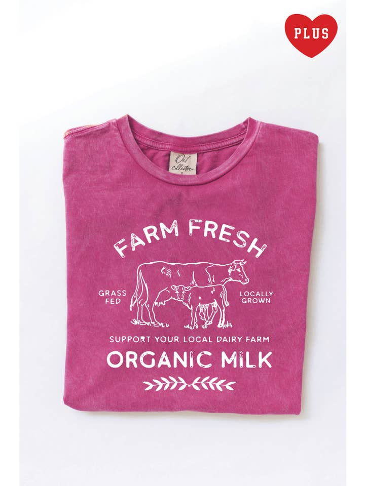 OAT COLLECTIVE - Wholesale Screen printed t-shirt – Women′s - FARM FRESH ORGANIC MILK Plus Mineral Graphic Top12