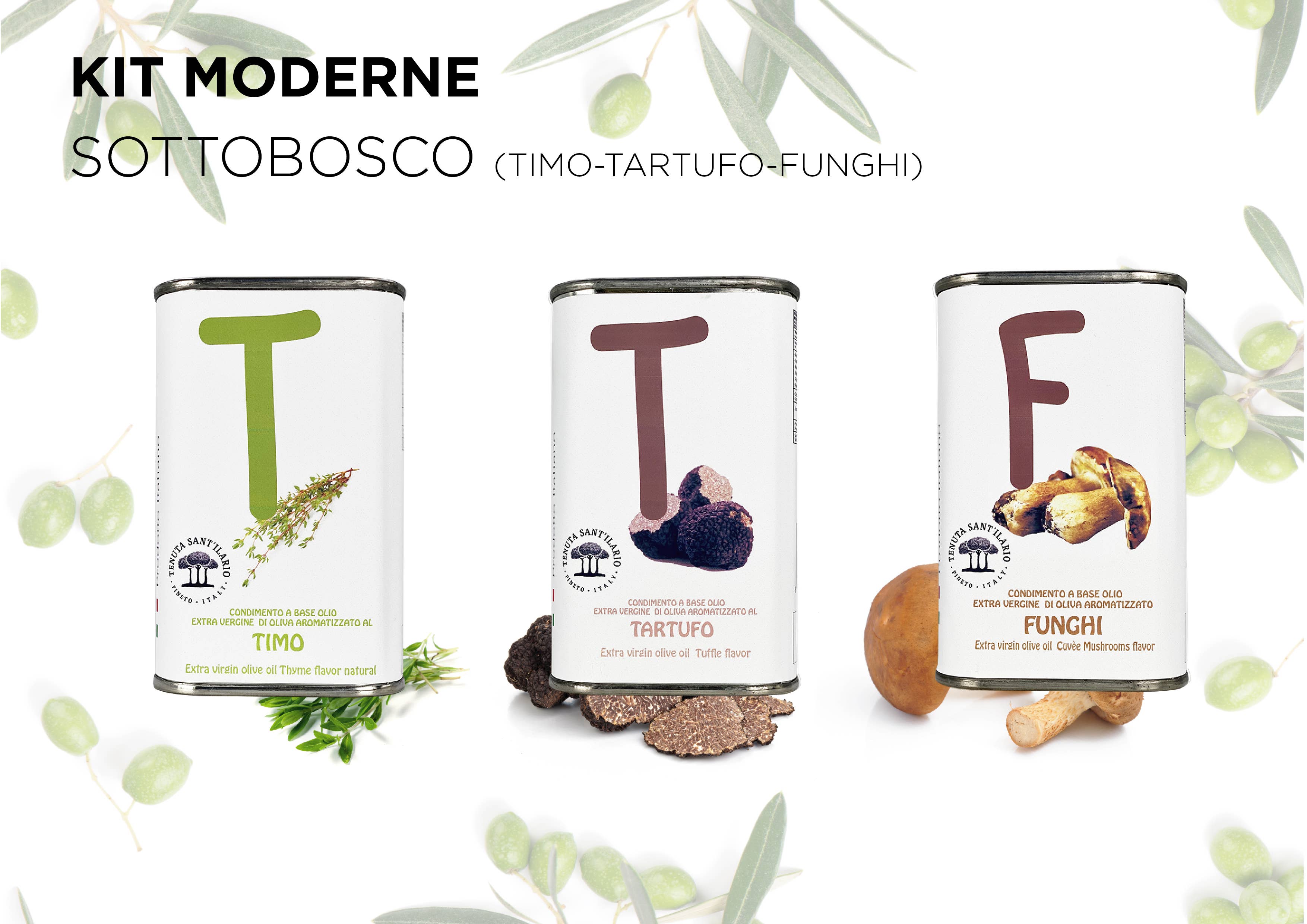 TENUTA SANT'ILARIO – wholesale Olivolja – Sotto Bosco Kitt med 3 burkar smaksatt olja 250 ml1