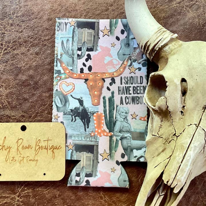 Ranchy Roan Boutique - Wholesale Drink Huggers & Koozies - Shoulda Been a Cowboy Slim Koozie0
