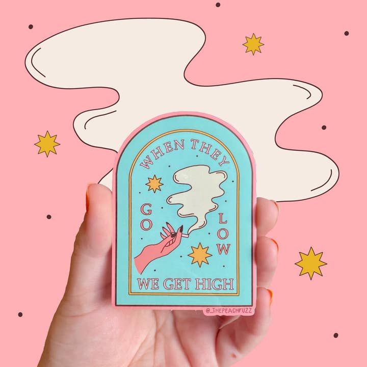 The Peach Fuzz - Wholesale Sticker - Go Low, Get High Sticker
