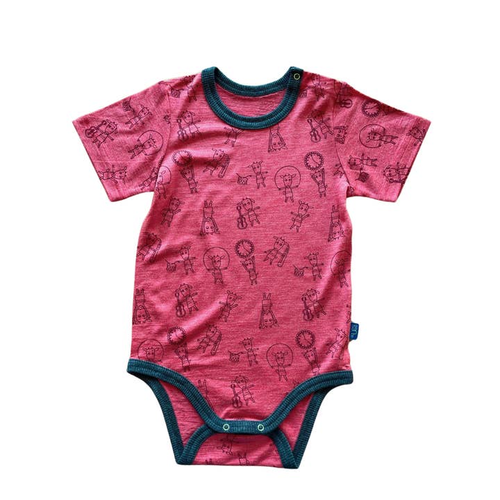 Body raspberry kid short-sleeve, merino wool & silk (organic/GOTS) for wholesale by Glückskind