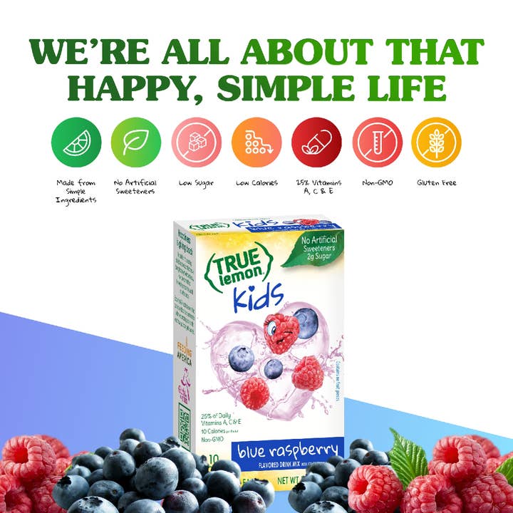 True Citrus - Venta al por mayor Preparados para bebidas - True Lemon Kids sabor frambuesa azul2