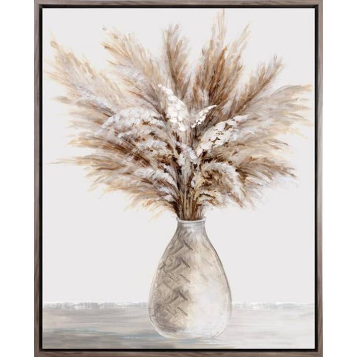 Brown Gray White Pompette II Canvas Wall Art for wholesale on Faire