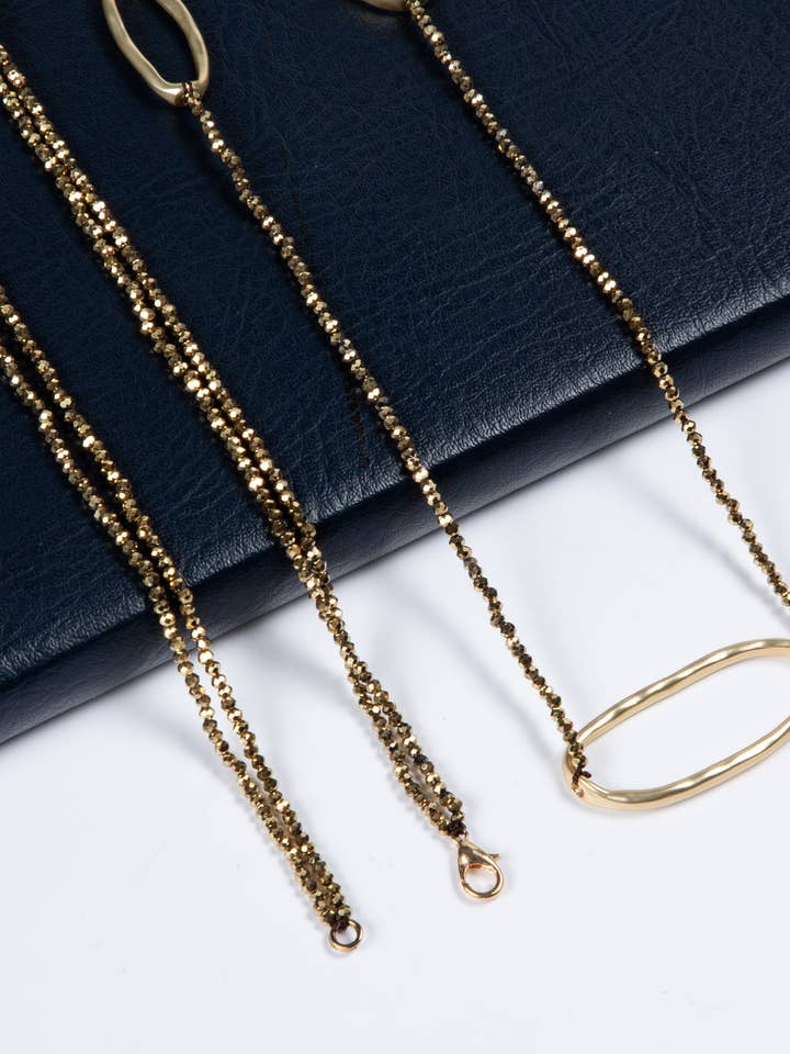 Collier à Couches en Cristal et Perles en Forme de Cercle Géométrique N5457-Or pour la vente par Ole