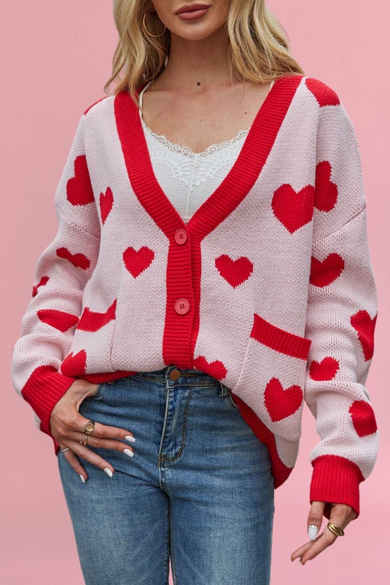NINEXIS - Wholesale Cardigan - Women's - CWOCAL1824_V-NECK LOVE BUTTON UP SWEATER CARDIGAN3