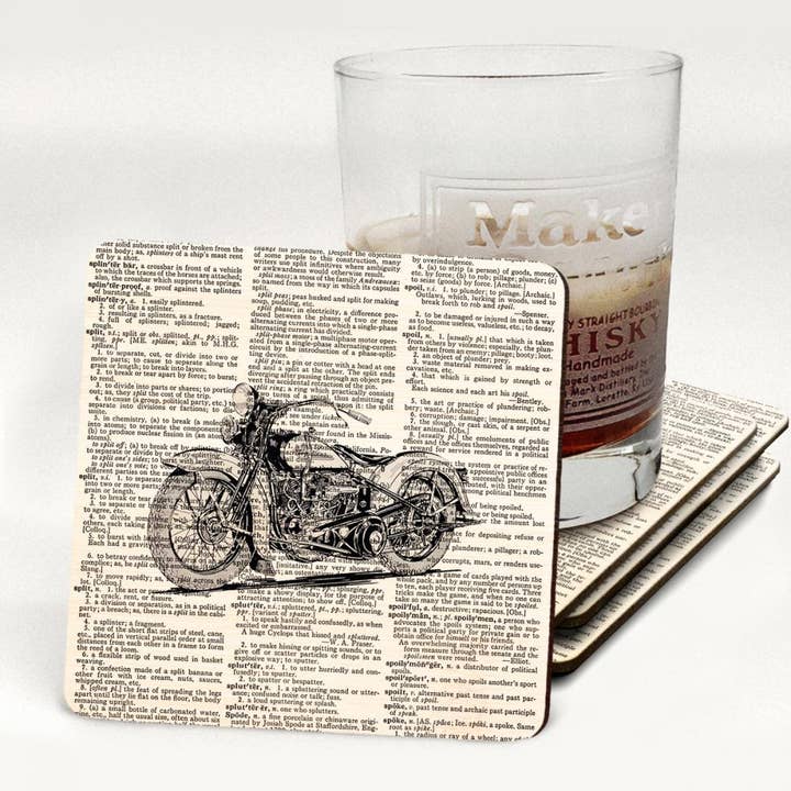 Motorcycle Wooden Drink Coaster for wholesale by Fresh Prints of CT