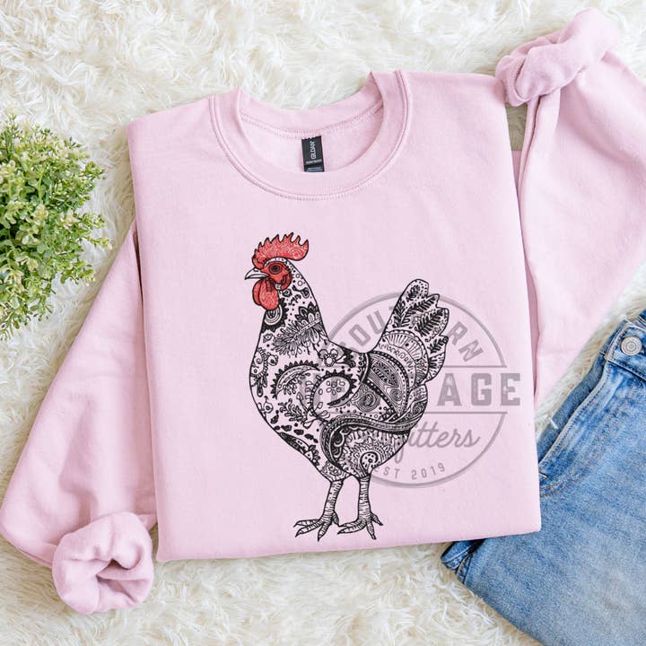 Felpa Girocollo Paisley Chicken – Gildan per la vendita all'ingrosso da parte di Southern Heritage Outfitters