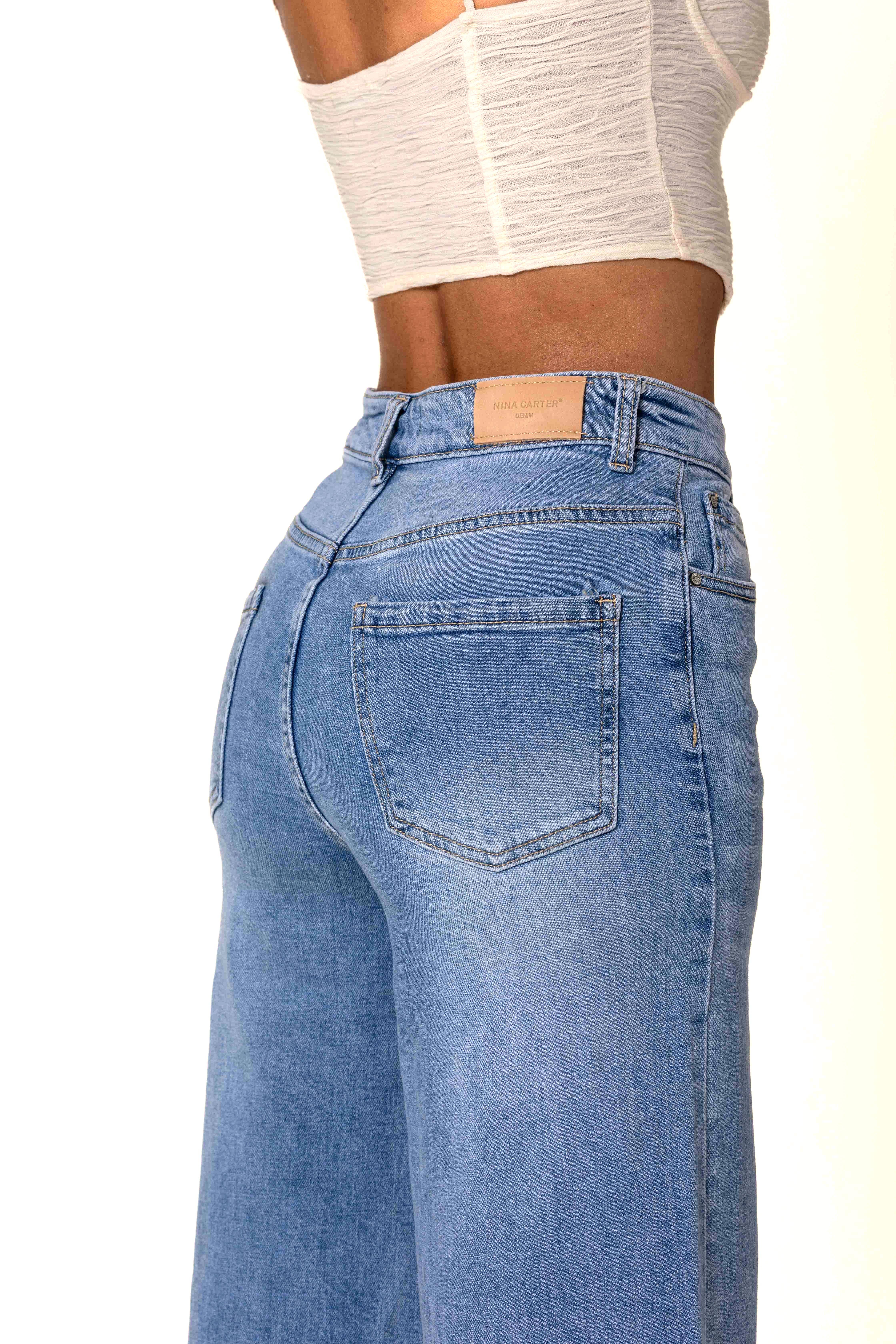 Nina Carter - Vente Jean – femme - Nina Carter super WIDE LEG taille haute stretch YY30057