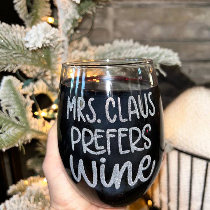 Verre à vin Mrs Claus, verre à vin de Noël pour la vente par Acential Drinkware