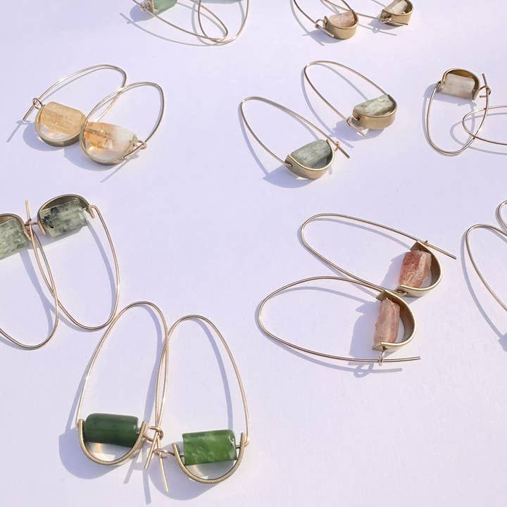 Found & Feral - Wholesale Dangle Earrings - Belen Minimalist Earring - Prehnite