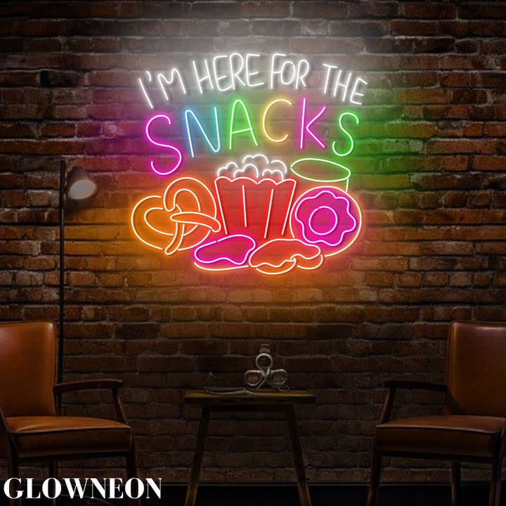 Glow Neon - Wholesale Neon Sign - I'm Here For The Snacks Wall Led Light, Snacks Bakery Decor3