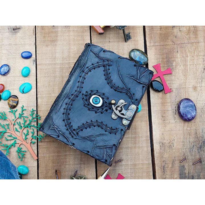 Jay mataji Handicrafts - Venta al por mayor Diario/agenda - Libro Hocus Pocus, Blue Eye Leather Journal, libro de hechizos, cuero2