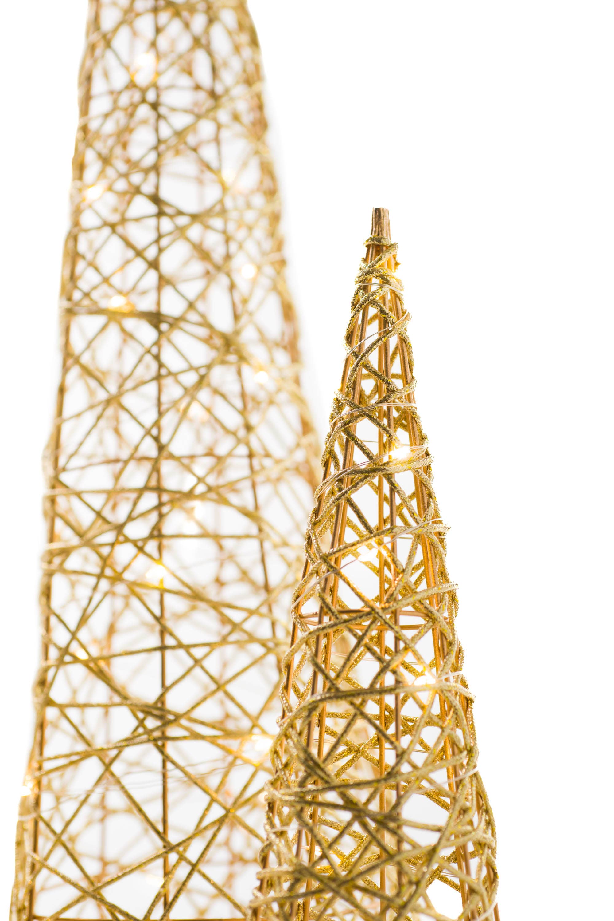 Starlight Collection - Wholesale Christmas Decoration - Gold Glittery Illuminated Accent Tree Set2