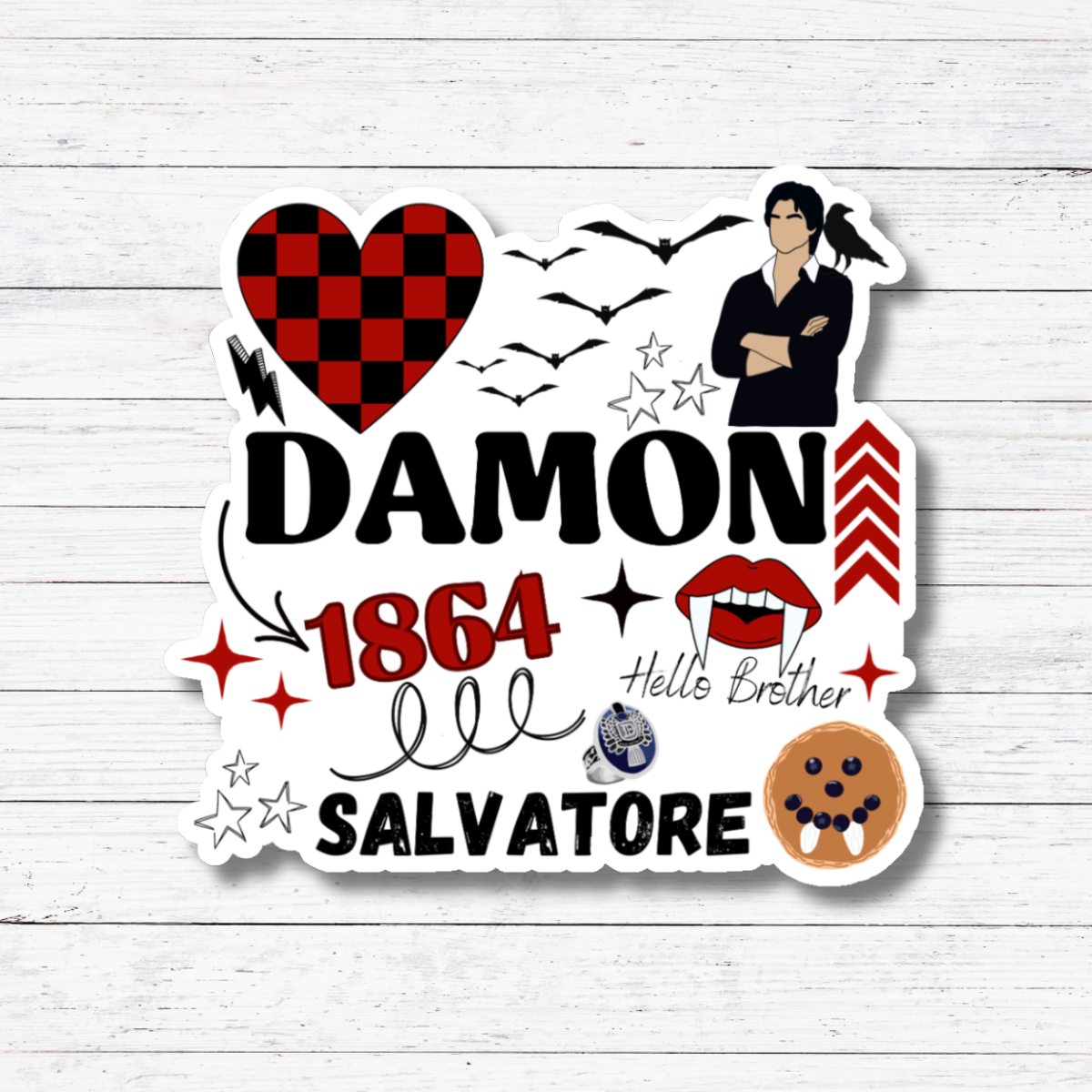 Oily Graphic Creations – Adesivo por atacado – Damon TVD- Adesivos Diários de Vampiros/Ímã1