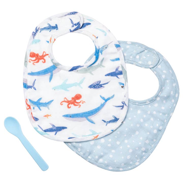Stephen Joseph Gifts - Wholesale Feeding set – Baby - Muslin Bib Set with Spoon12
