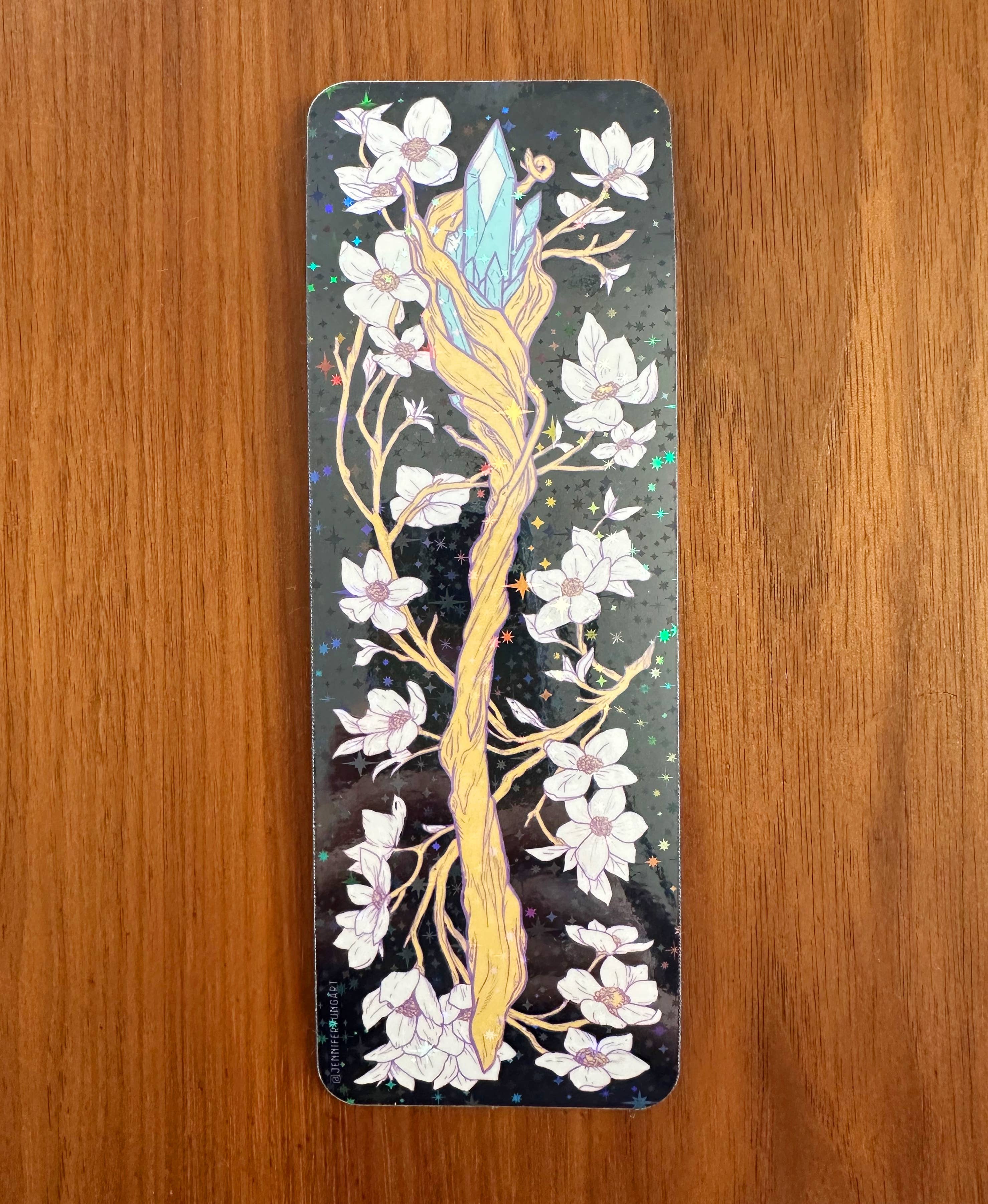 Jennifer Yung Art - Wholesale Bookmark - Fantasy Mystical Sword Wand Botanical Holographic Bookmark 2