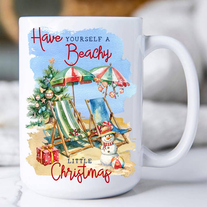 Caneca de Natal Praiana Coastal por atacado de Avery Lane Gifts