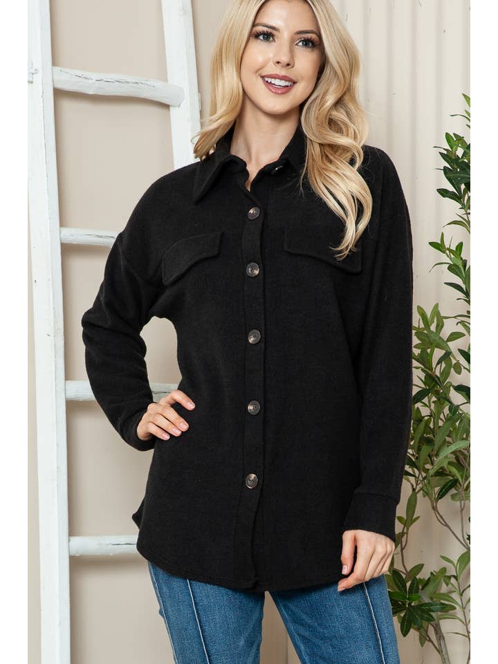 BOMBOM - Wholesale Shirt Jacket/Shacket - Women's - TL1886 SOLID KNIT SHACKET