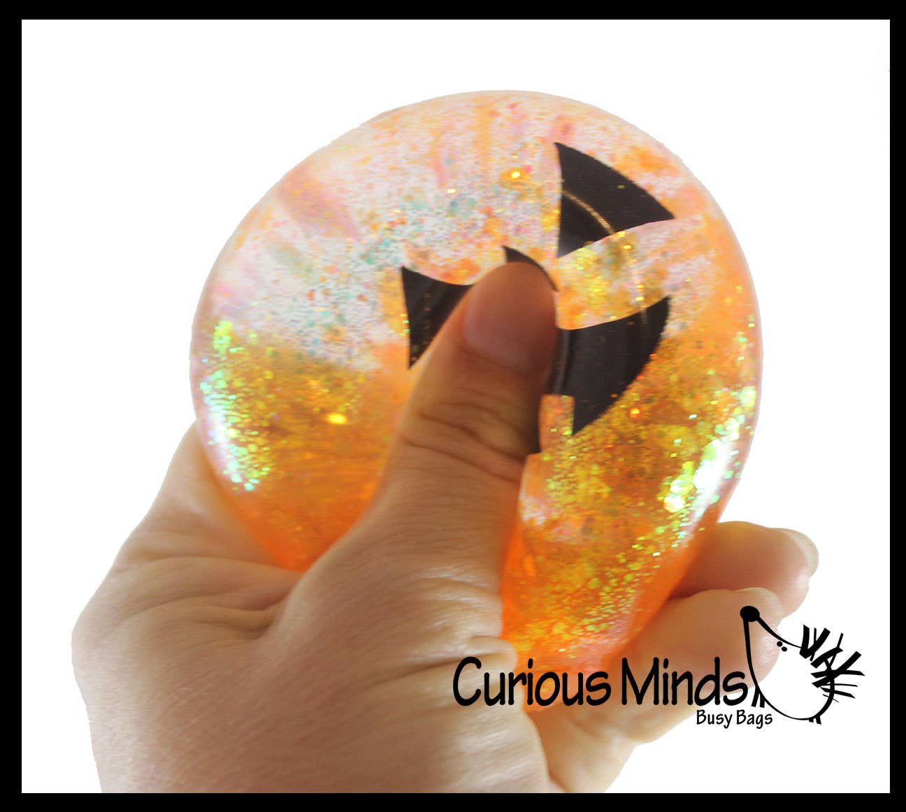 Curious Minds Toys - Vendita all'ingrosso Giocattolo squishy - Bambini e neonati - 1 pallina di zucchero a forma di zucca Jack o Lantern, spessa elasticizzata con colla e gel3