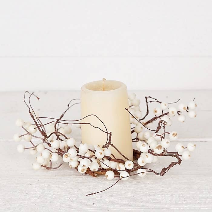 Holiday Depot Inc. - Wholesale Wreath - 30823- 12in(3.5in)Wreath-White Snowberries with wispy twigs-2