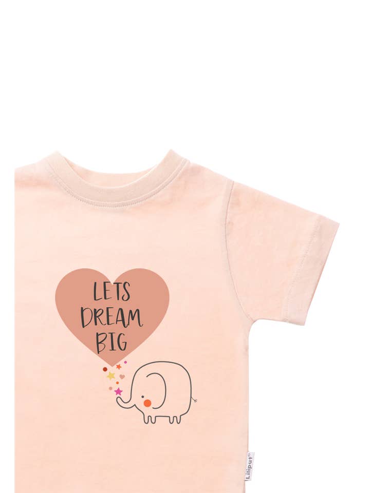 Liliput – Großhandel T-Shirt – Kinder – 2er-Pack T-Shirts aus Bio-Baumwolle in Rosé und Apricot mit Print "lets dream" aus Bio Baumwolle1