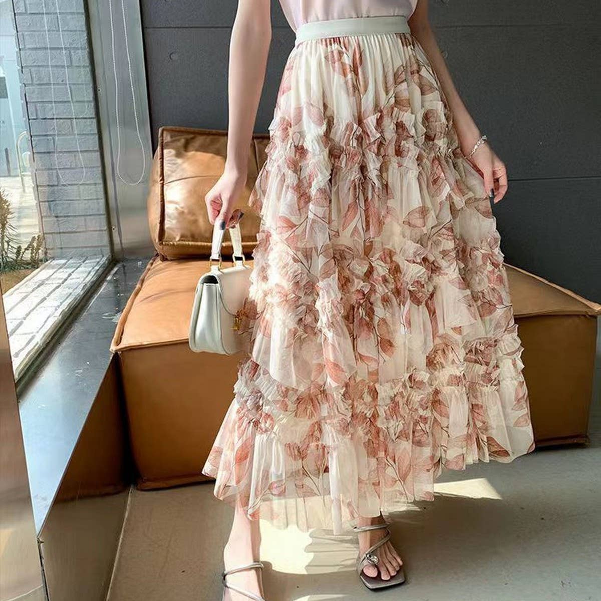 ACCITY - Wholesale Skirt - Women's - LAYERING TULLE SKIRTS WITH FLORAL PRINTS_CWBLS040018