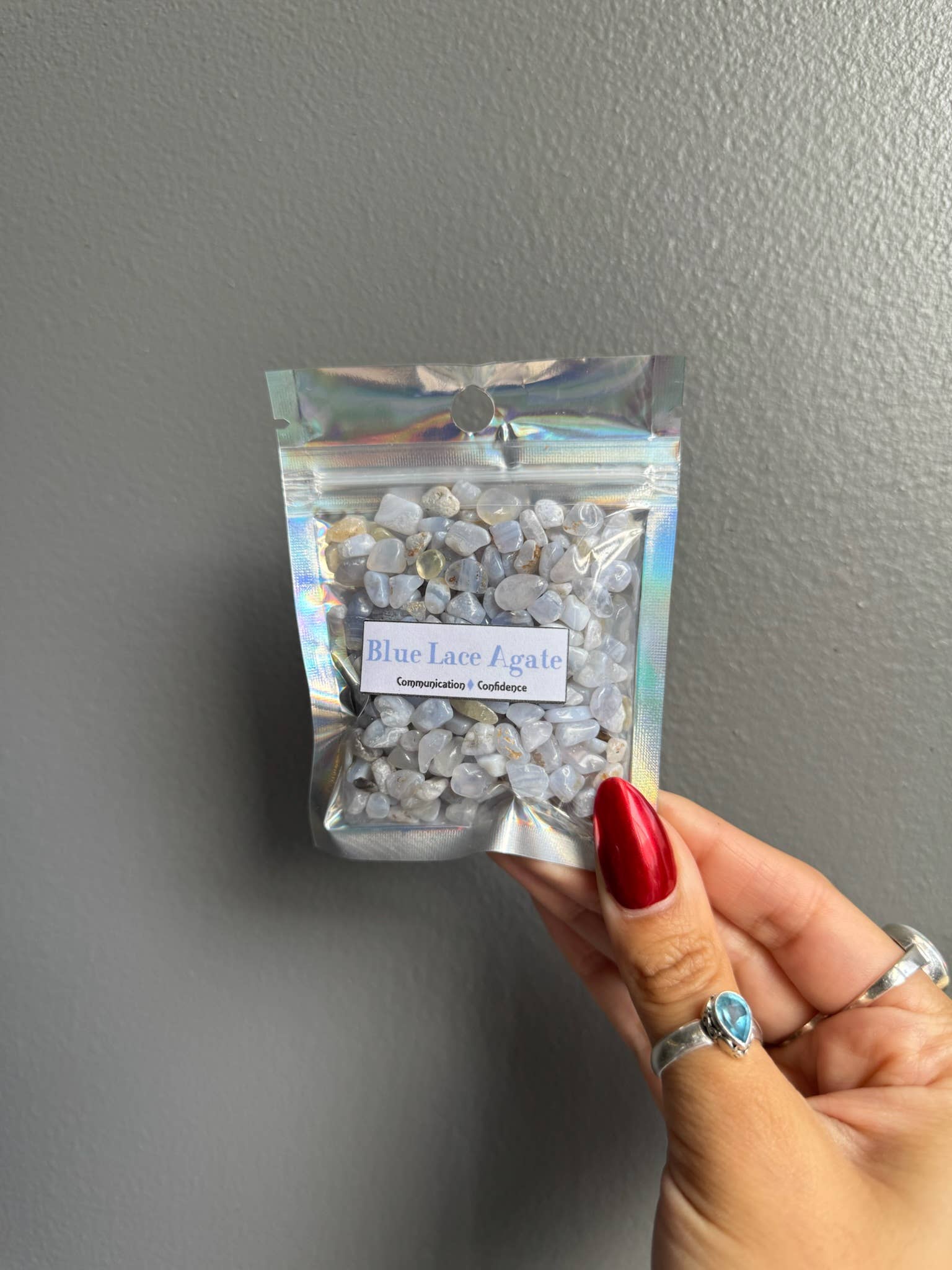 Sapphire & Sage - Wholesale Spiritual Stone/Crystal - Blue Lace Agate Crystal Chip Bags