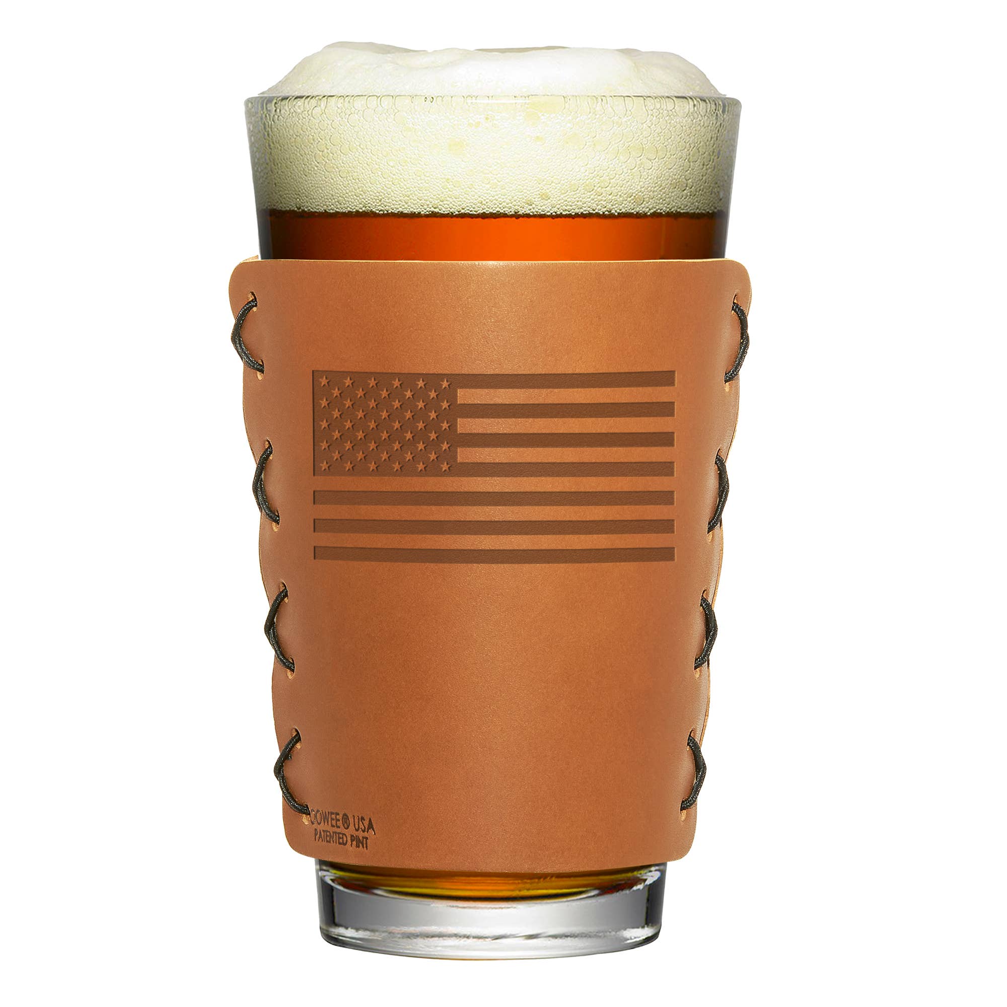 Oowee Products - Wholesale Beer Glass/Mug - Retail Ready Pick-A-Logo Leather Pint Glass Sleeve 0