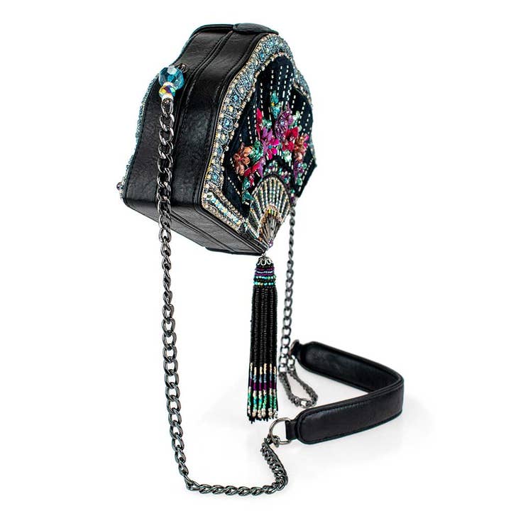 Mary Frances Accessories - Wholesale Crossbody Bag - Women's - Coquette Floral Fan Beaded Handbag
