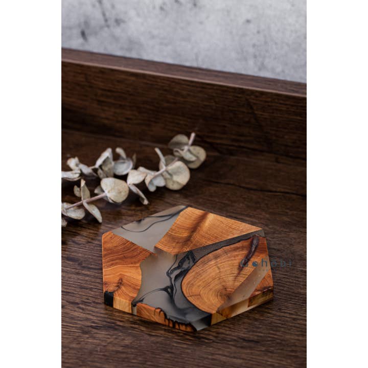 Gohobi – wholesale Coasters – One Hexagon shaped Wooden Resin Coaster (11CM, Hexagon)