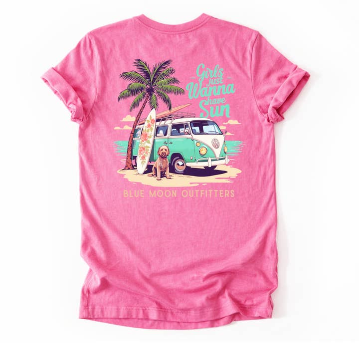 Girls Just Wanna Have Sun- Retro Women's Summer Printed Tee for wholesale by Blue Moon Outfitters