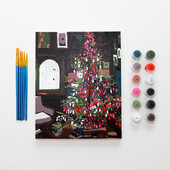 Aesthetic Tree by Team Paint Anywhere Holiday Paint by Numbers Framed Mini for wholesale by paint anywhere