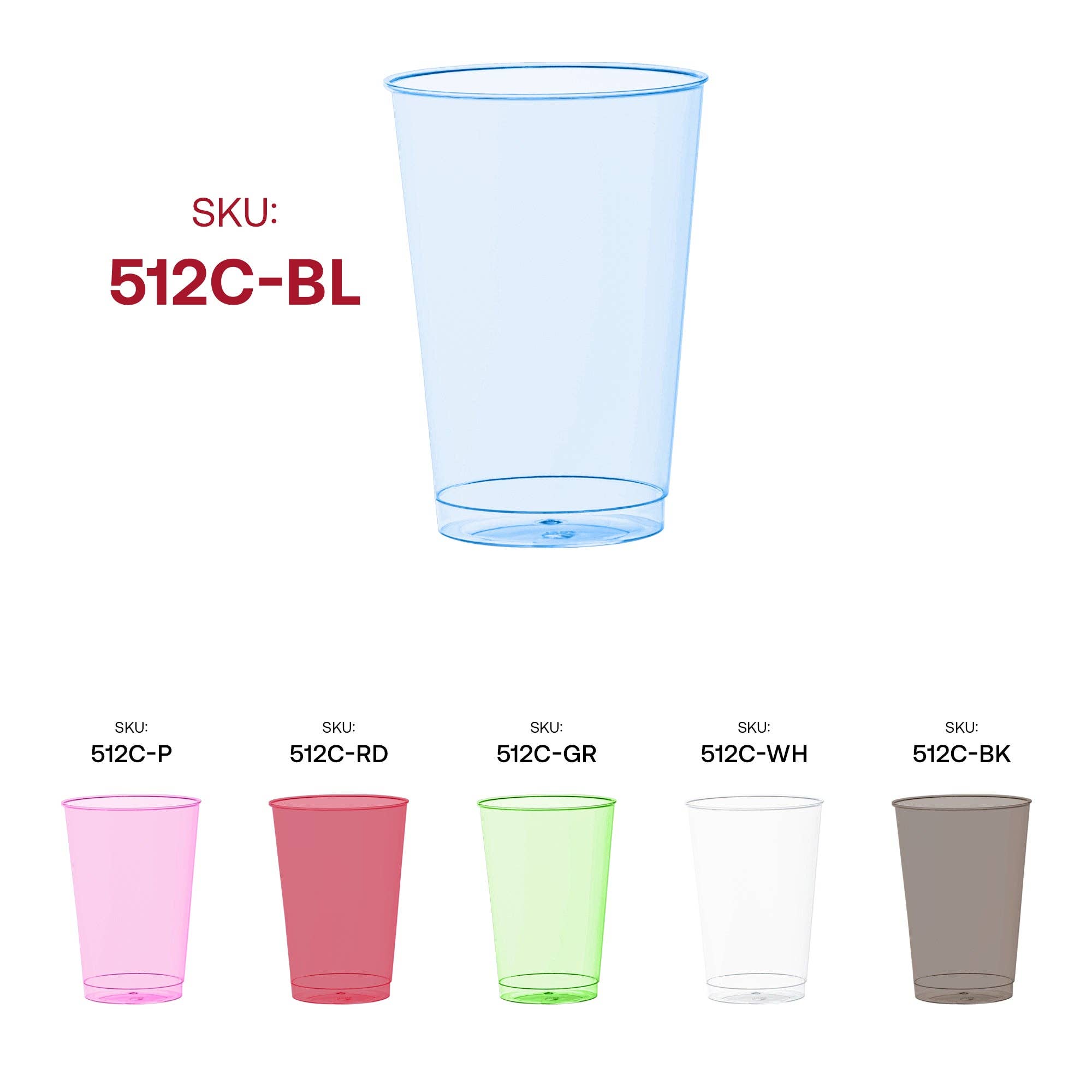 Smarty had a Party - Wholesale Disposable Cup - 12 oz. Clear Blue Disposable Plastic Party Cups - 20 pcs6