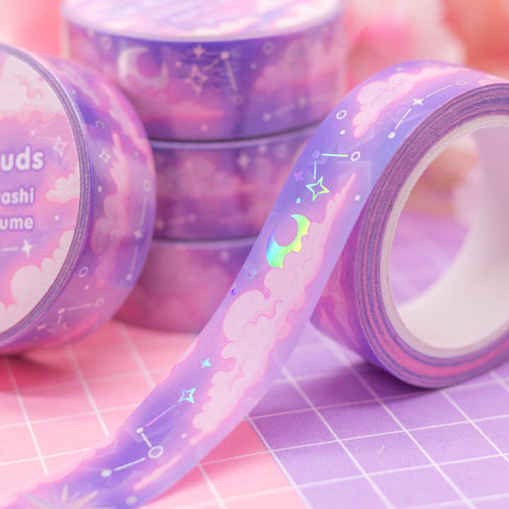 In The Clouds holographic foil washi tape 15mm x 10m for wholesale by Moonlume