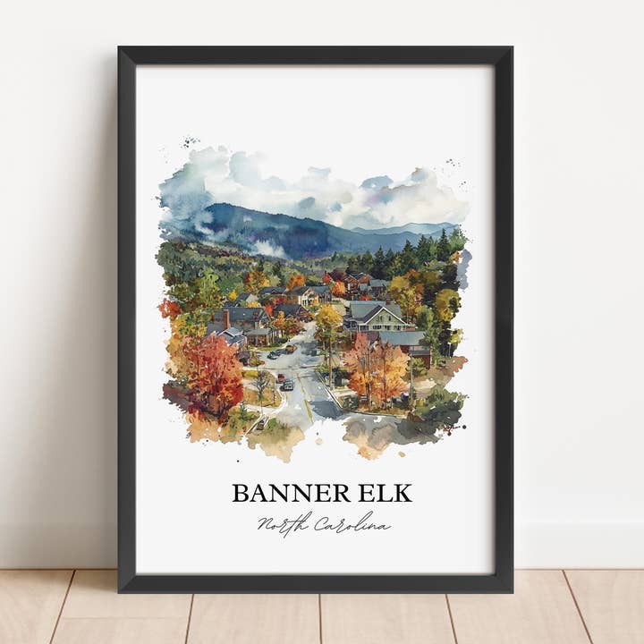 Premium Travel Art - Wholesale Art Print - Banner Elk NC Wall Art, Blue Ridge NC Print, North Carolina Watercolor, Banner Elk NC Gift, Travel Print, Travel Poster, Housewarming Gift5