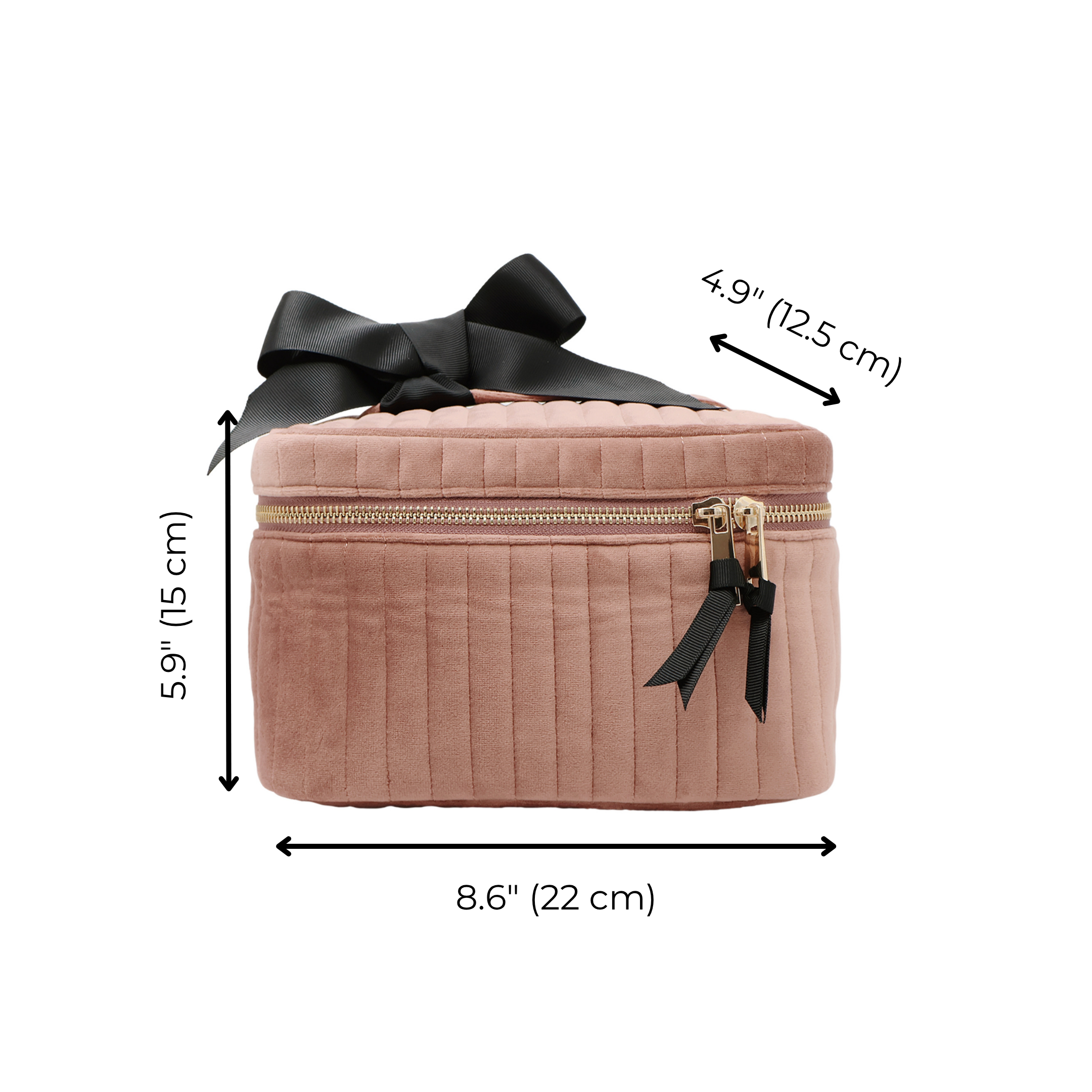 Bag-all Europe - Wholesale Makeup/Cosmetic Bag - Makeup Case, S – Quilted Eco Velvet – Pink3