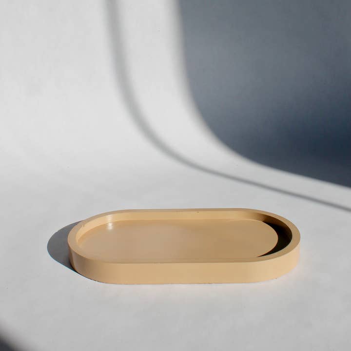 Concrete Oval Tray in Beige for wholesale by House of Ivy