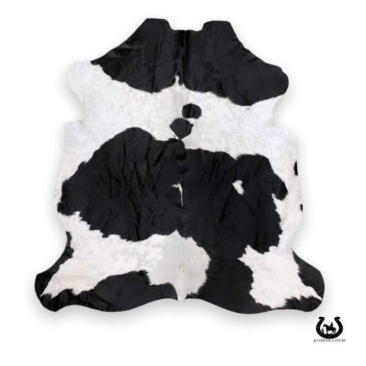Black & White Hair on hide cowhide rug for wholesale by Western Linens