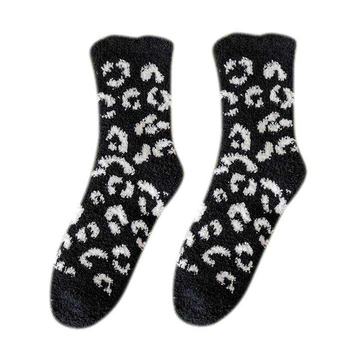 FURRY LEOPARD PRINT ANKLE SOCKS for wholesale by Girly