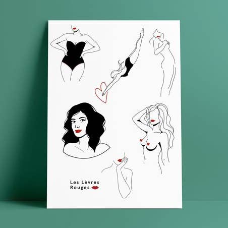 Tatouages ephemeres - Les lèvres rouges pour la vente par Bernard Forever