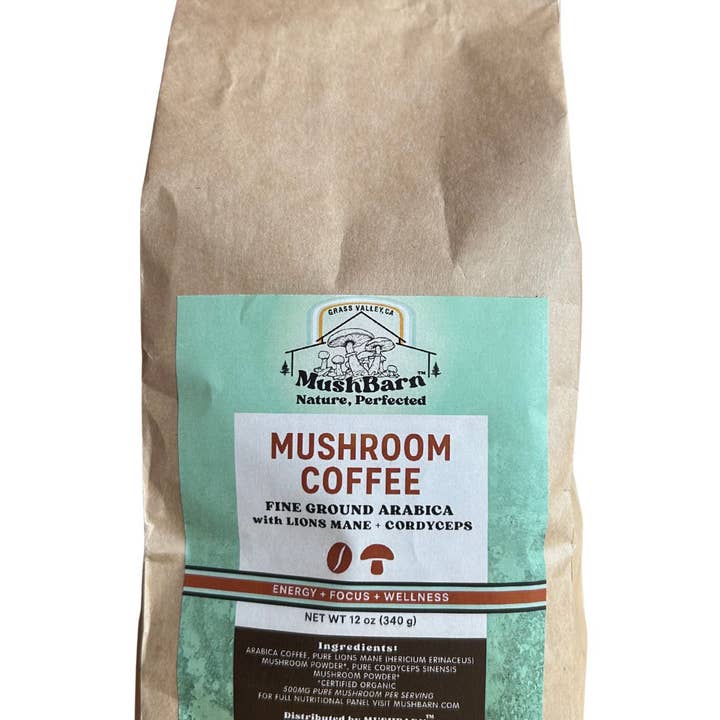 Mushroom Coffee 12oz - Lions Mane + Cordyceps for wholesale by MushBarn