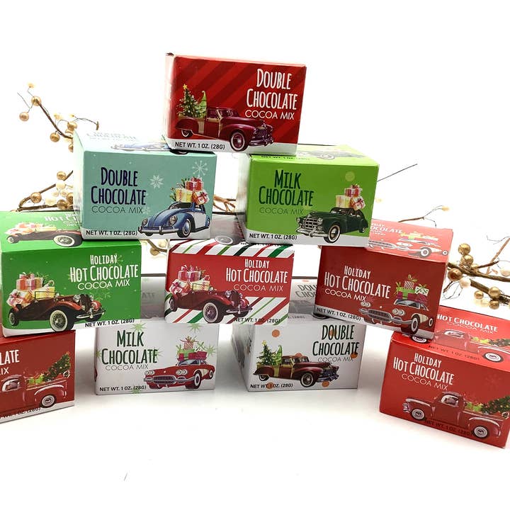 All Little Cute Things - Wholesale Hot Cocoa Mix/Kit - Hot Cocoa Mix Assortment of Vintage Cars Flavored Chocolate