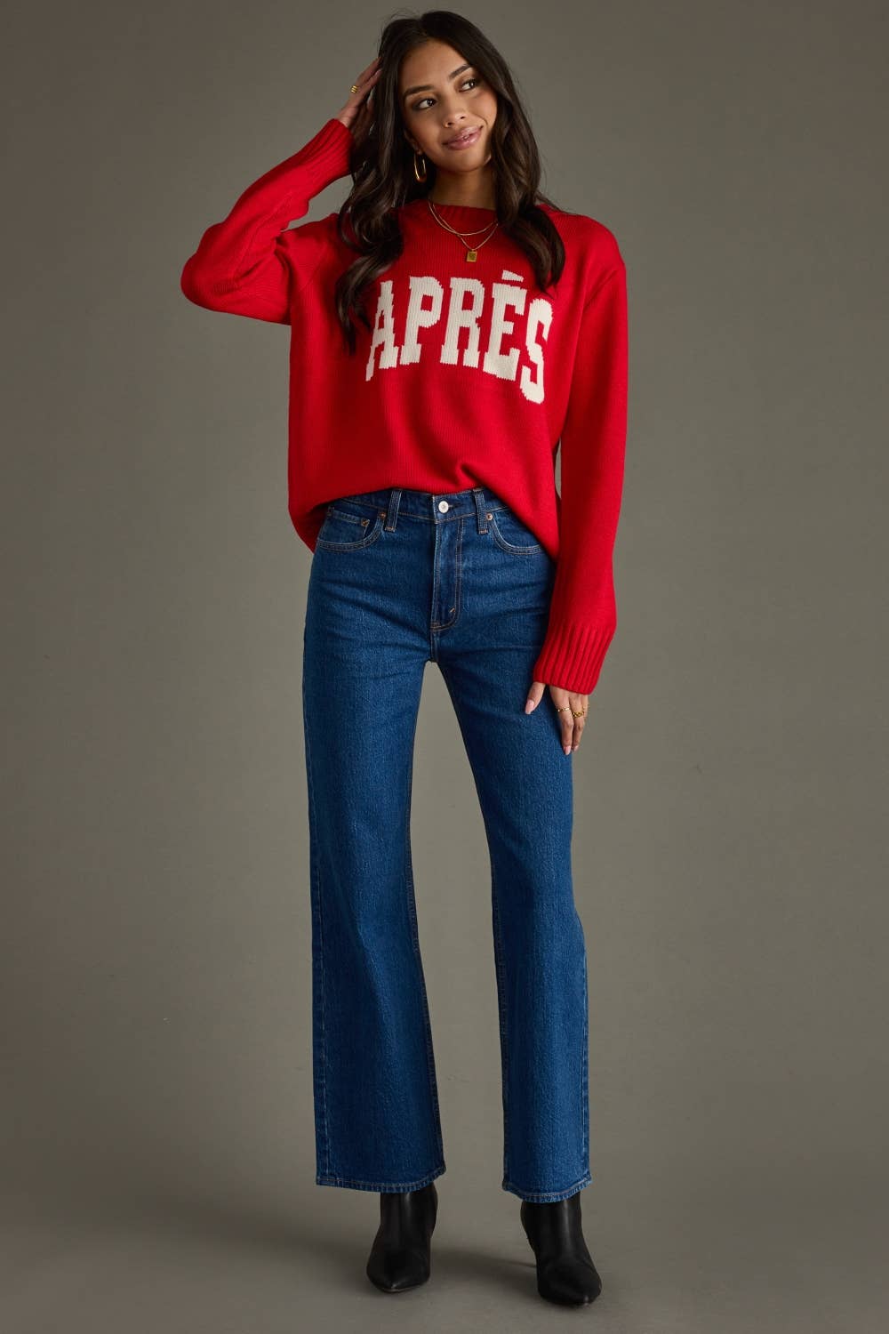 Panache Apparel Co. - Wholesale Knit Sweater - Women's - Red Apres Sweater2