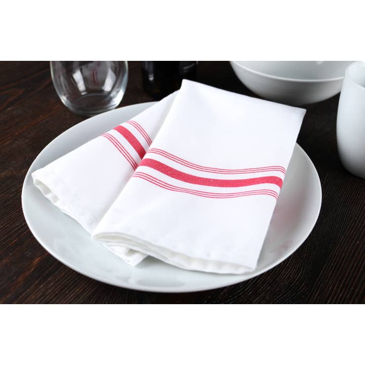 Arkwright Home - Wholesale Dinner & Cloth Napkin - Striped Bistro Napkins (12pk) - Spun Polyester, Colors,18x22