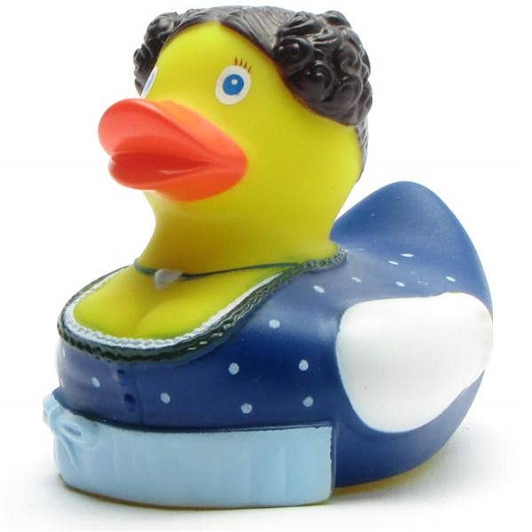 Zenzi rubber duck with blue apron - rubber duck for wholesale by Duckshop