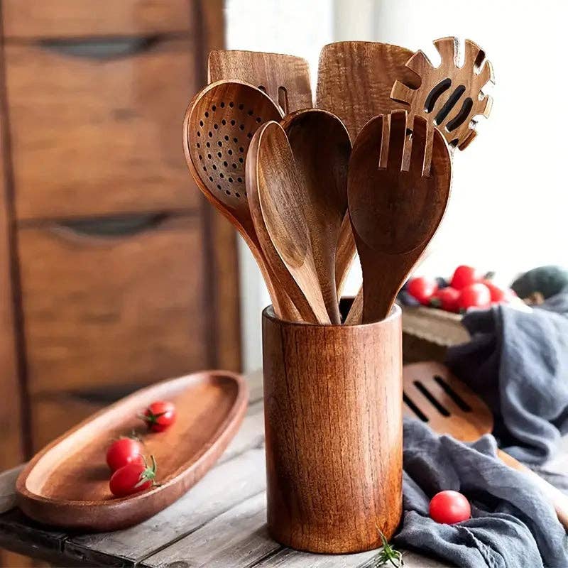Huis Van Merken - Wholesale Kitchen Utensil Set - 7PCS Wooden Cooking Utensils – Heat-Resistant Tools for Salad & Pan Cooking0