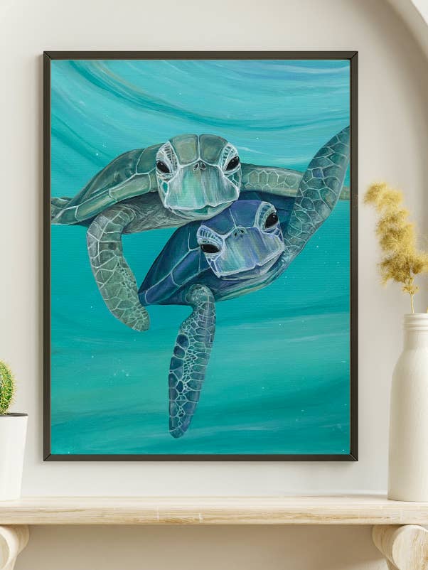 Sea Turtle Art Painting Prints coastal beach house decor for wholesale by Paula Freeman Art
